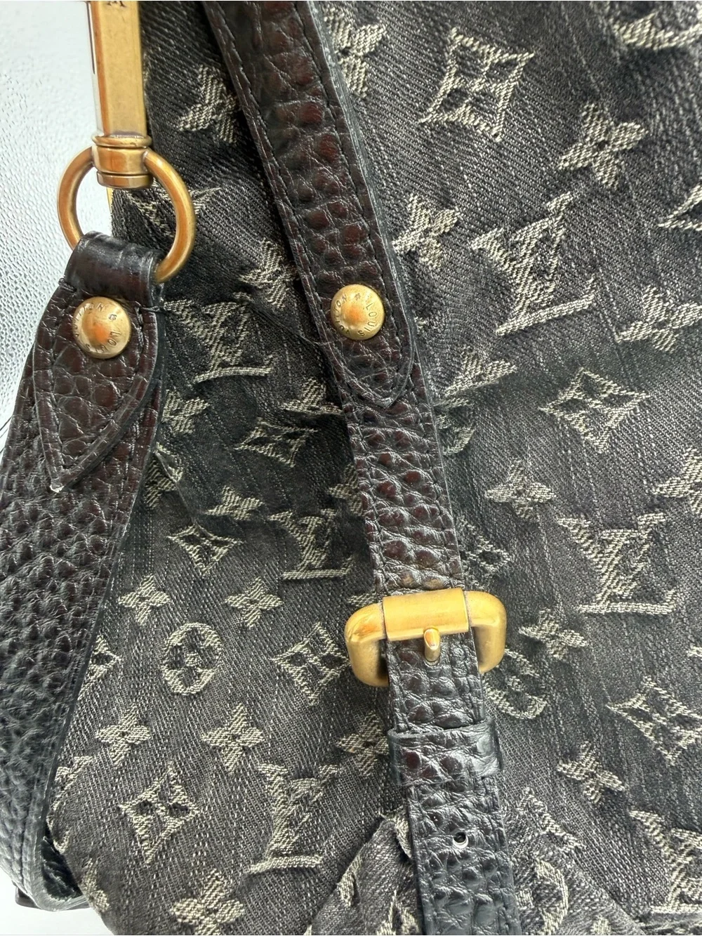 Louis Vuitton Black Monogram Denim Neo Cabby Tote with Detachable CB Strap - Picture 12 of 14
